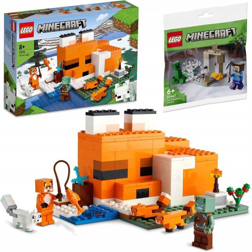  LEGO Minecraft 21178 Fox Habitat + LEGO Minecraft 30647 Dripstone Cave