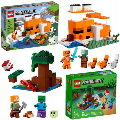  LEGO Minecraft 21178 Fox Habitat + LEGO Minecraft 21240 Wetlands Adventure