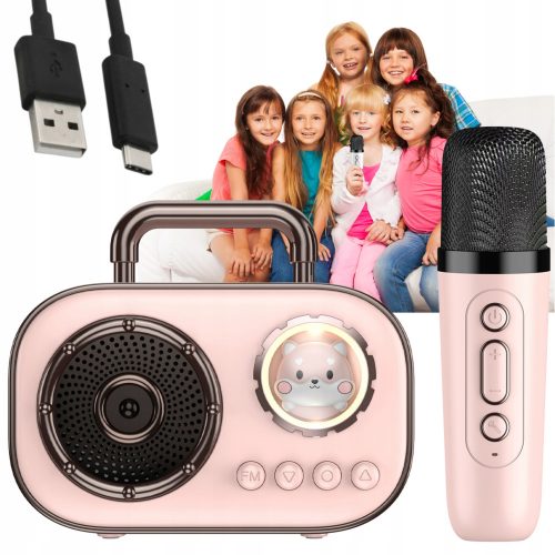  BEŽIČNI KARAOKE SET SA BLUETOOTH MIKROFONOM + ZVUČNIK ZA DJECU + USB - USB-C KABEL 0,5 M 50 CM BIJELI