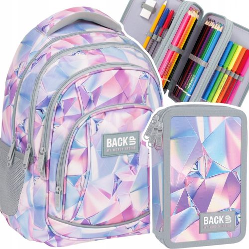  Školski ruksak s više odjeljaka Backup Multicolor 26 l + trostruka sklopiva pernica Backup