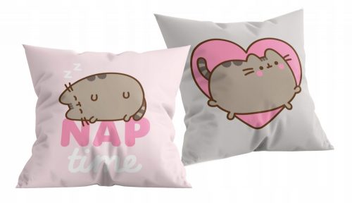  JASTUK 40x40 MAČKA KITTEN PUSHEEN DVOSTRANI NAPTIME PINK GREY