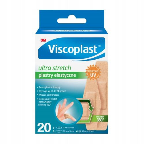  Set 3M Viscoplast Ultra Stretch flastera, u boji mesa, 20 kom.