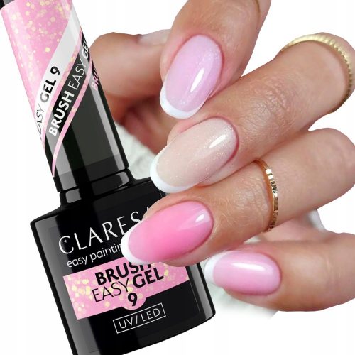  CLARESA BRUSH EASY GEL GEL ZA NOKTE U BOČICI 9 SVIJETLO ROZA S DIJELOVIMA