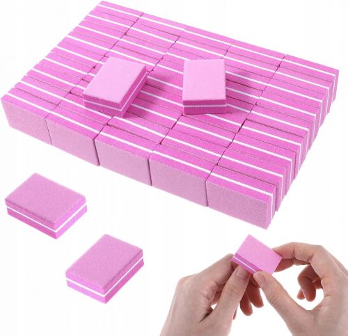  50 x MINI POLISHING BLOCK BUFFER LAK ZA NOKTE PINK 100/180 SET