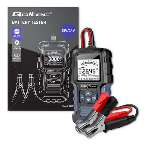  Qoltec digitalni tester za mjerenje baterije s LCD zaslonom 12V 24V 3Ah-400Ah