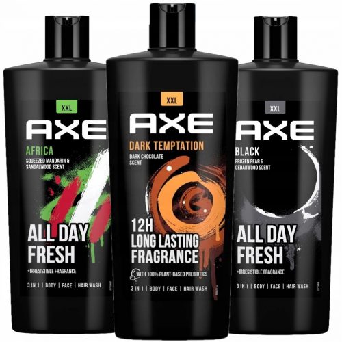  Veliki set Axe Dark Temptation Black i Africa gelova za tuširanje 3x 700 ml