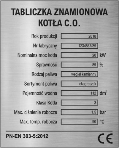  Natpisna pločica za kotao za centralno grijanje, oznaka uključena u cijenu!