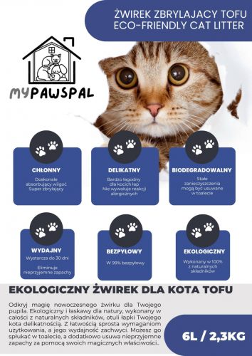  MyPawsPal 3x prirodni, ekološki prihvatljiv pijesak za mačke, eko tofu