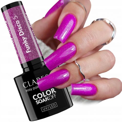  CLARESA FUNKY DISCO 5 VIOLET VINYL HYBRID POLISH GLITTER DARK VIOLET