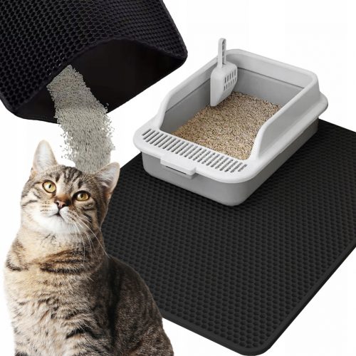  VERY LARGE LITTER MAT Dvoslojna podloga za mačke BLACK 75x55