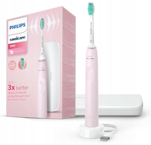  Uključena ružičasta zvučna četkica za zube Philips Sonicare HX3673/11