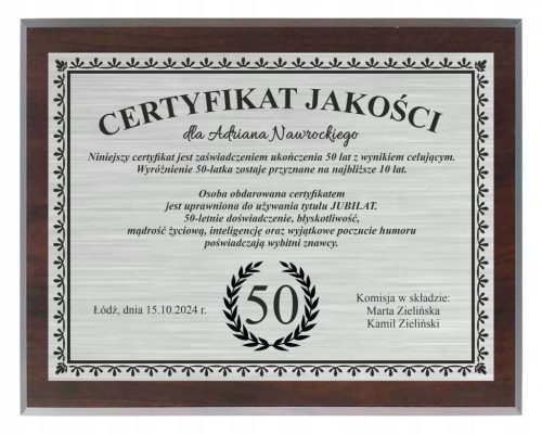  Diploma ROĐENDAN Poklon Okvir Certifikat 18 20 30 40 50 60 + STALAK