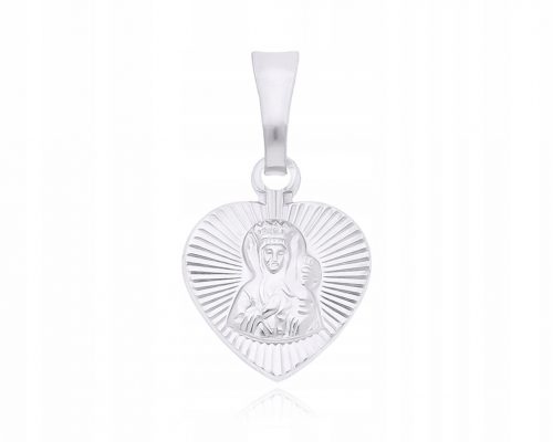  Srebrni medaljon Gospe od Częstochowa Heart Engraved pr.925