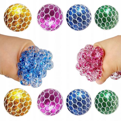  GNIOTEK ANTISTRESS U MREŽI SQUISH BALL GLITTER 7CM