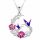  Ogrlica Hummingbird Crescent Moon Birds Šareno cvijeće Pink Flower SREBRO 925