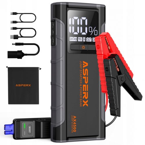  ASPERX Powerbank 4500A 12V za automobile Benzin Dizel LED USB-C LCD