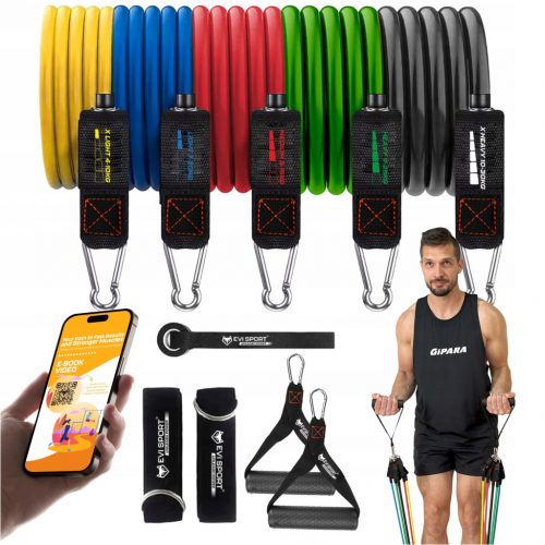  RESISTANCE BANDS EXPANDER za vježbanje SET OD 5 FITNESS TRAKA 100 kg + E-KNJIGA