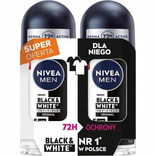  NIVEA Roll-On za muškarce Invisible Black & White Duopack