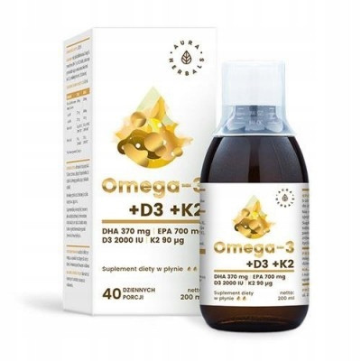  Aura Herbals Omega-3 + D3 + K2 omega-3 tekući dodatak prehrani 200 ml