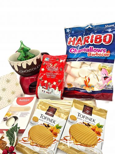  MEGA Set za fondue Šalica Božićna čokolada Marshmallows Svijeće + KARTICA