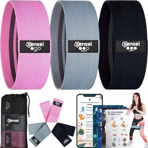  SET OD 3 GUM HIP BAND za vježbu istezanja, otporne trake 36 cm