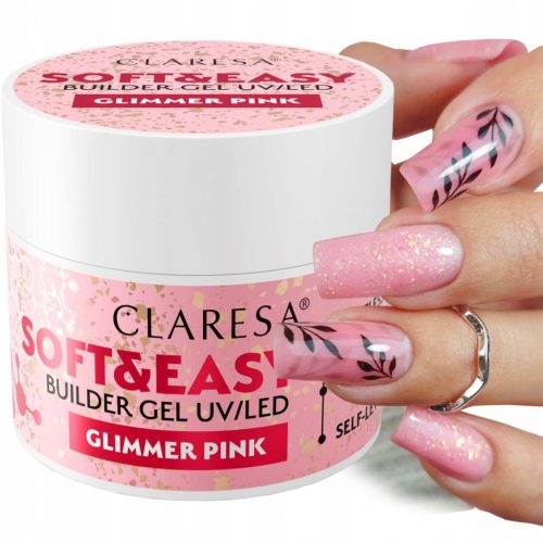  Claresa Soft&Easy Glimmer pink gradivni gel 45 g Srednje malinasto ružičasta sa svjetlucavim sjajem