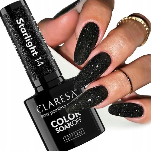  14 BLACK HYBRID POLISH GLITTER BLACK FLASH EFEKT